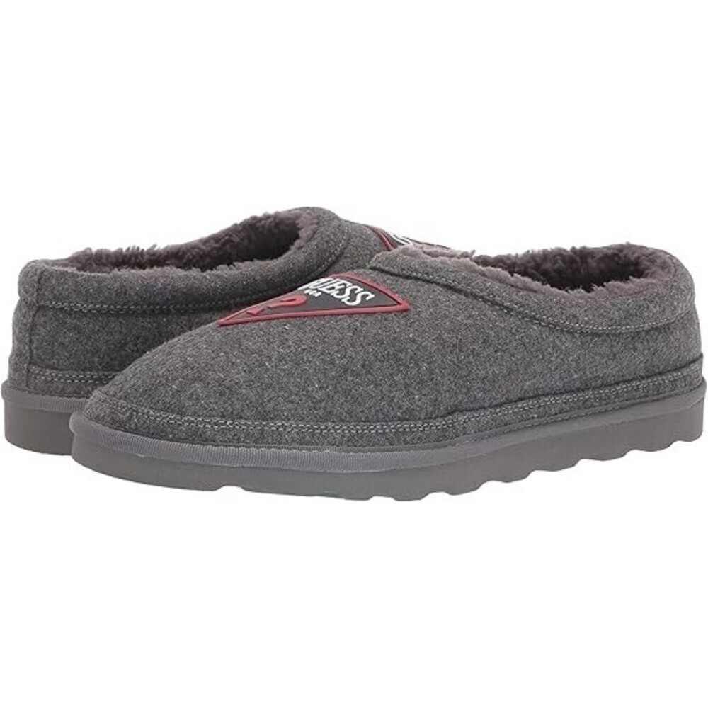 GUESS Wylie Slippers Men's 11.5 Dark Gray Sheepskin Lined Slip-On Shoes KHD494